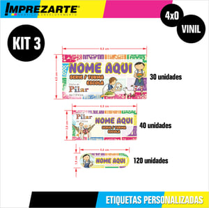 Etiquetas Kit 03 adesivo vinil  impressão colorida   