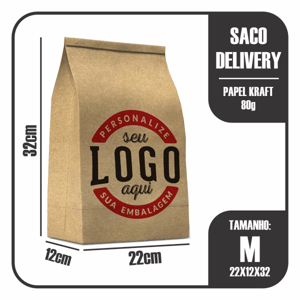 SACO DELIVERY M KRAFT 80g 22X12X32cm (LxPxA) 4x0 (frente colorido e verso sem impressão)   