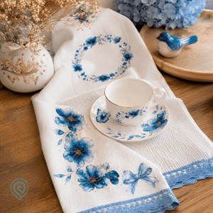 Cartela A4 DTF UV/TÊXTIL – Flores Azuis 01