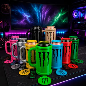 Porta Lata Copo Monster Com Tampa Especial Impressão 3D Várias Cores