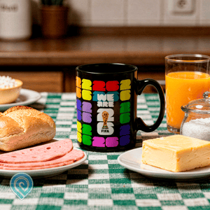 Caneca Preta FIFA 2026 Números Coloridos