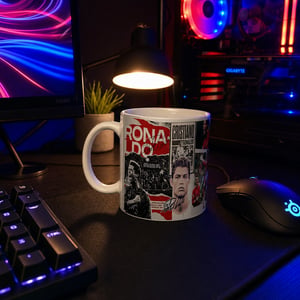 Caneca Cristiano Ronaldo The G.O.A.T - Estilo Colagem