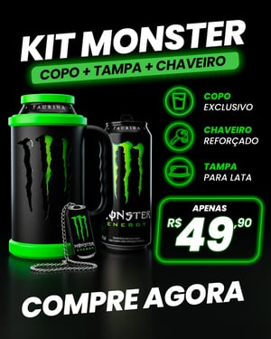Porta Lata Copo Monster Com Tampa Especial Impressão 3D Várias Cores