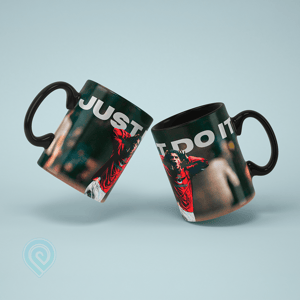Caneca Preta Cristiano Ronaldo Just Do It Cerâmica Premium / Porcelana Caneca 325 ml Sublimação digital de alta definição   