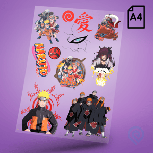 Cartela A4 DTF UV/TÊXTIL – NARUTO - 02 Geek Anime DTF UV ou DTF Têxtil Cartela A4 - 21 x 29 cm    Cartela DTF Geek Naruto - 02
