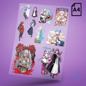 Cartela A4 DTF UV/TÊXTIL – FRIEREN Geek Anime DTF UV ou DTF Têxtil Cartela A4 - 21 x 29 cm    Cartela DTF Geek Frieren