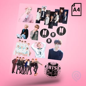 Cartela A4 DTF UV/TÊXTIL – KPOP BTS DTF UV ou DTF Têxtil Cartela A4 - 21 x 29 cm    Cartela DTF KPOP BTS