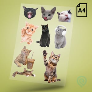 Cartela A4 DTF UV/TÊXTIL – PET LOVERS 06 Gatos DTF UV ou DTF Têxtil Cartela A4 - 21 x 29 cm    Cartela DTF PET LOVERS Gatos