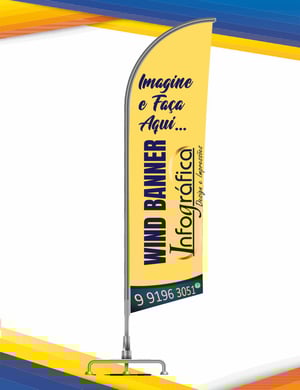 Wind Banner Tecido Sintético - Haste em alumínio - Base em PVC 100x250 cm    