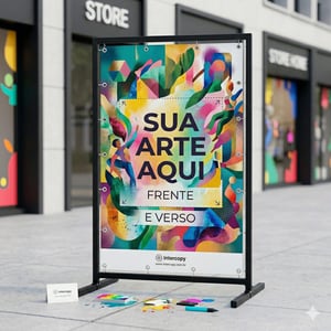 TOTEM CAVALETE EM METAL E LONA 120X90cm    