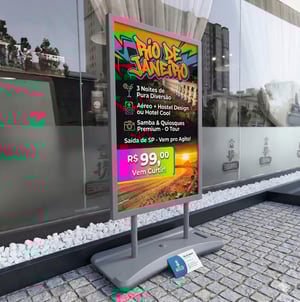 TOTEM PROMOCIONAL PREMIUM  120X70cm   ESTRUTURA METÁLICA  COM BASE DE PVC 