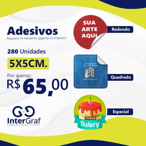 Adesivo 5x5cm. 280 unidades