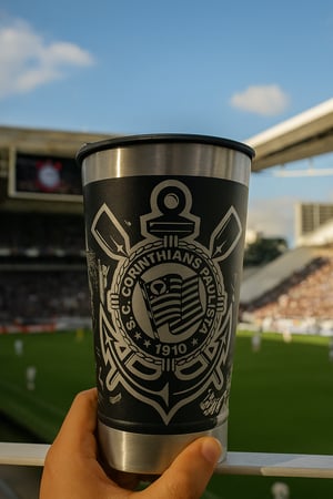 Copo Térmico Corinthians Gravação 360º INOX  Gravação a Laser  Gravação 360 graus 