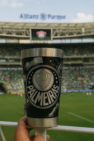 Copo Térmico Palmeiras Gravação 360º INOX  Gravação a Laser  Gravação 360 graus 
