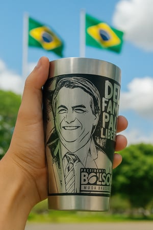 Copo Térmico Bolsonaro Gravado 360 INOX    Gravação 360 graus 
