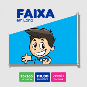 Faixa  Med. 70 x 2.00m lona 280g 200x70cm   Bastão, Ponteiras 
