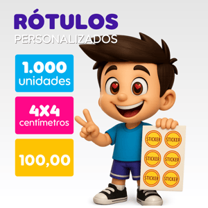 Rótulos e Etiquetas 1.000 unidades  4x4CM Adesivo Vinil 4x4cm  Brilho  