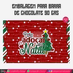 Adesivos para Barra de Chocolate 90 grs - Natal Fofinho