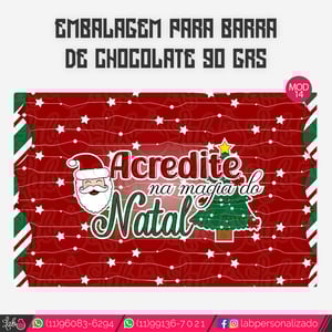 Adesivos para Barra de Chocolate 90 grs - Natal Fofinho