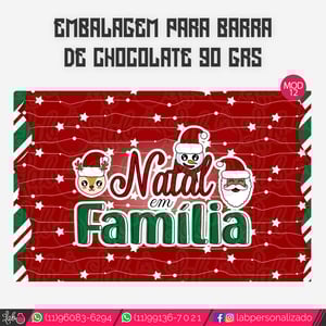 Adesivos para Barra de Chocolate 90 grs - Natal Fofinho
