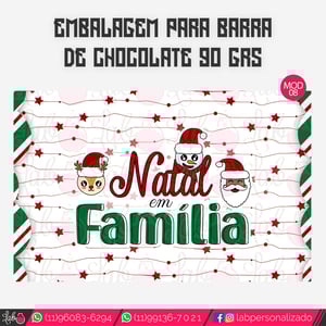Adesivos para Barra de Chocolate 90 grs - Natal Fofinho