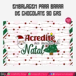 Adesivos para Barra de Chocolate 90 grs - Natal Fofinho