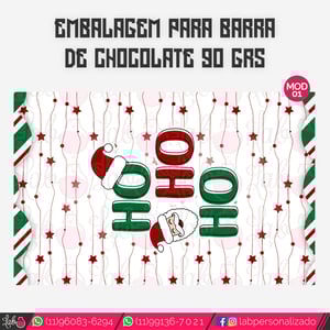 Adesivos para Barra de Chocolate 90 grs - Natal Fofinho