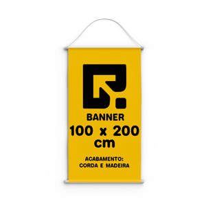 Banner 100x200cm 280g Bastão e Corda Lona 280g  4x0 Brilho Bastão e corda 