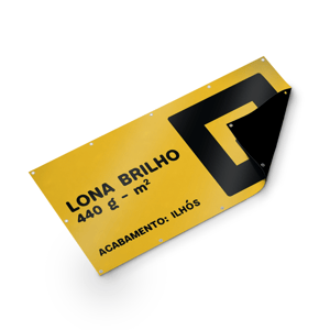 Lona Brilho 440g c/ Ilhós Impressão UV Lona 440g  4x0 Brilho Reforço e Ilhós 