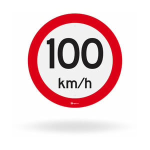 Placa Velocidade Máxima Permitida 100 km/h (R-19) ACM ou AÇO#18 com Refletivo Prismático 50x50 cm a 100x100 cm    