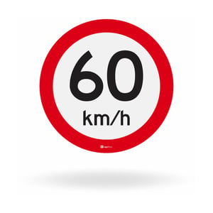 Placa Velocidade Máxima Permitida 60 km/h (R-19) ACM ou AÇO#18 com Refletivo Prismático 50x50 cm a 100x100 cm    