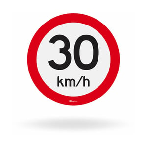 Placa Velocidade Máxima Permitida 30 km/h (R-19) ACM ou AÇO#18 com Refletivo Prismático 50x50 cm a 100x100 cm    