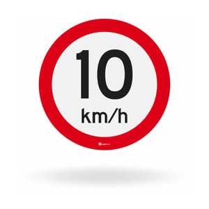 Placa Velocidade Máxima Permitida 10 km/h (R-19) ACM ou AÇO#18 com Refletivo Prismático 50x50 cm a 100x100 cm    