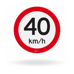 Placa Velocidade Máxima Permitida 40 km/h (R-19) ACM ou AÇO#18 com Refletivo Prismático 50x50 cm a 100x100 cm    