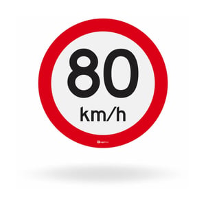 Placa Velocidade Máxima Permitida 80 km/h (R-19) ACM ou AÇO#18 com Refletivo Prismático 50x50 cm a 100x100 cm    