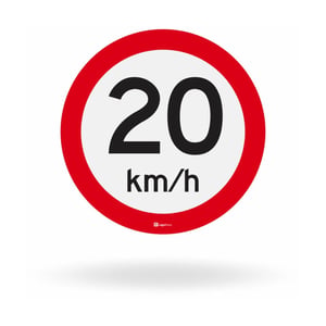 Placa Velocidade Máxima Permitida 20 km/h (R-19) ACM ou AÇO#18 com Refletivo Prismático 50x50 cm a 100x100 cm    