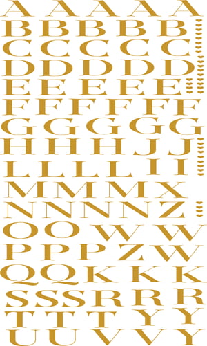 DTF UV 29X100 91 MTR) ARTE ALFABETO DOURADO (NÃO METALIZADO) DTF UV 29X100CM (1 MTR)  VERNIZ  