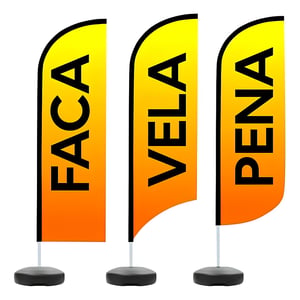windBanner Microfibra 250x60cm   Base Cimento, Haste Metálica e Costura Tecido 
