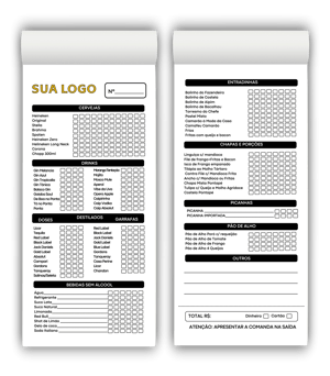 Comandas Bar - Frente e Verso