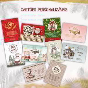 Cartões de Natal Personalizáveis - 18und Papel Fotografico 240g Tamanho 9x6cm    