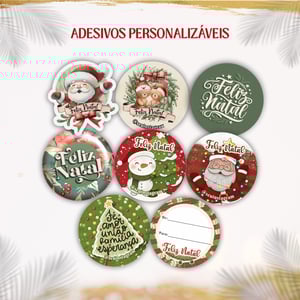 Adesivos de Natal Personalizáveis - 96und Vinil resistente Tamanho 4x4cm   Já recortado 
