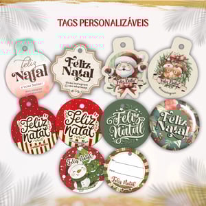 Tags de Natal Personalizáveis - 40 und Fotográfico 240g Tamanho 5x5cm   Já recortado com furo 