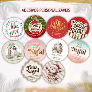 Adesivos de Natal Personalizáveis - 96und Vinil resistente Tamanho 4x4cm   Já recortado 