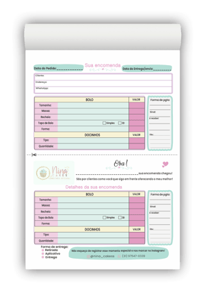 Bloco de Pedido Confeitaria      