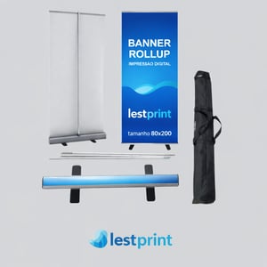 Roll Up + lona ( completo) Lona 440g 80x200 4x00  estrutura rollup 