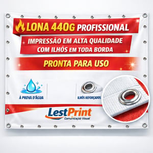Lona com reforço + ilhos Lona 440g  4x0  Reforço e ilhos nas bordas 