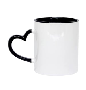 Caneca Branca 325ml Interna e Alça Coração Colorido