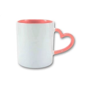 Caneca Branca 325ml Interna e Alça Coração Colorido