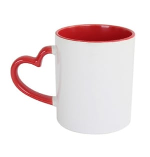 Caneca Branca 325ml Interna e Alça Coração Colorido