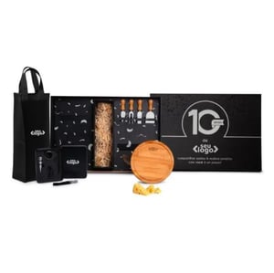 Kit Queijo E Vinho Com Espaço Para Garrafa - 11 Peças